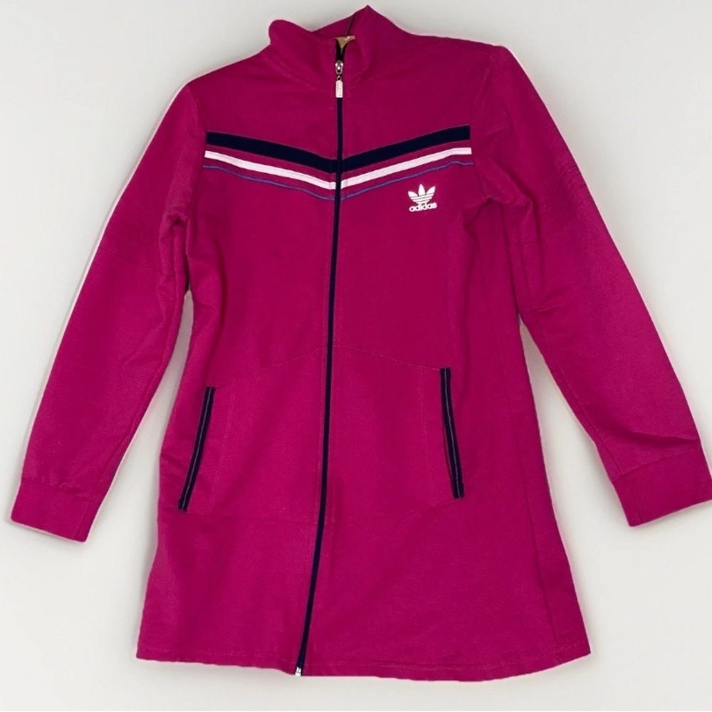 Adidas Track Jacket XL Pink White‎ Full Zip Pockets Activewear Walking Running